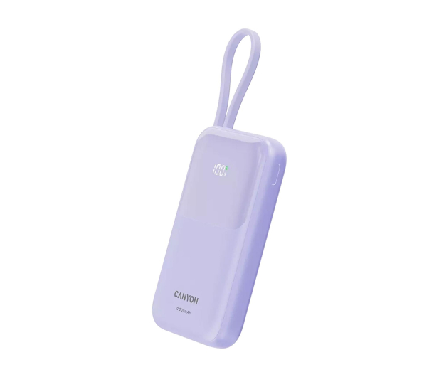 CANYON Powerbank OnPower 101 z kablem 10000 mAh PD22.5W Fioletowy - 1320626 - zdjęcie 2